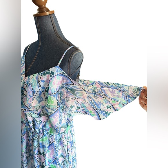 Lilly Pulitzer Zadie Maxi Dress Tails Of The Sea Purple Blue Green Size Large - Picture 9 of 13